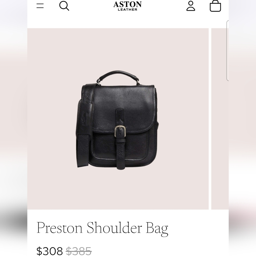 Aston Preston Leather Crossbody Messenger Bag Black Luxury Classic Made In USA